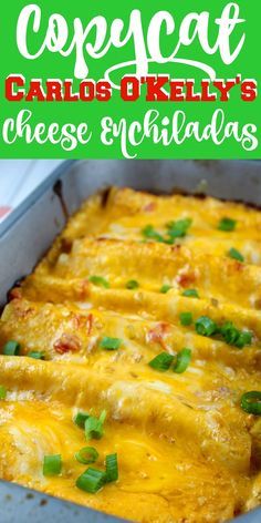 an enchilada casserole with cheese and green onions