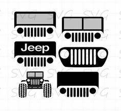 jeep decals are shown in black and white