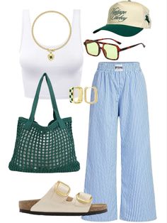 Vacation outfit, comfy summer outfit Ralph Lauren Summer, Comfy Summer Outfits, Vintage Trucker Hat, Coastal Summer, Summer Holiday Outfits, Dressy Casual Outfits, Vintage Trucker Hats, Vacation Outfit, Wardrobe Outfits