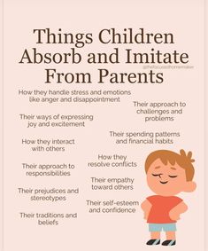 an info poster with the words things children absorb and imitate from parent's