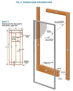 the diagram shows how to build a screen door for an outdoor area with wood framing