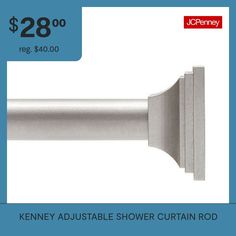 an advertisement for a shower curtain rod with the price tag $ 28 00 reg $ 40 00