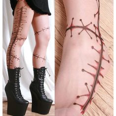 Sheer Matte Macabre Prosthetic Walking Dead Zombie Makeup Bloody... ($15) ❤ liked on Polyvore Dead Zombie Makeup, Walking Dead Zombie Makeup, Walking Dead Zombie, Halloween Tights, Dead Zombie, Horror Makeup, Zombie Makeup, Creepy Horror, Halloween Leggings