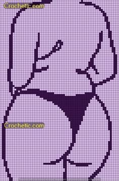 a cross stitch pattern with an image of a woman's torso in purple and black