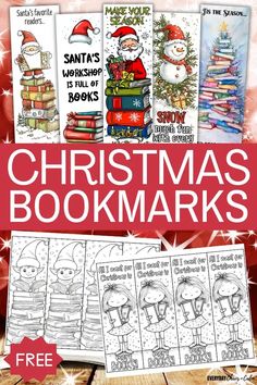 christmas bookmarks with santa's workshop is full of books to print and color