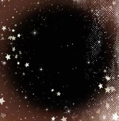 an abstract background with white stars and dots in the center on a dark brown background