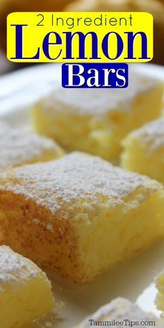 two ingredient lemon bars on a white plate