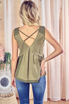 This effortlessly cool tank was made for summer nights that turn into mornings. In an olive green knit blend, it features spaghetti straps, a raw-edge hem and neckline studded with metal embellishments that catch the light. Throw it on over your favorite bralette or camisole and head out for a night of adventure that lasts until dawn. Whether you're dancing on the beach or stargazing with friends, this breezy top moves with you while its loose, laid-back fit keeps you comfortable into the wee ho Rachel Clark, Metal Embellishments, Until Dawn, Cool Tanks, New Inventory, Summer Nights, Raw Edge, Style Guides, Bralette