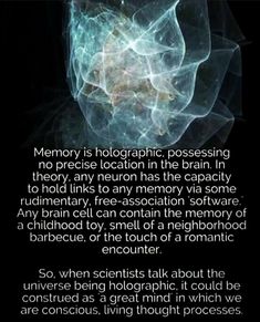 an image of a brain with text on the front and back cover that reads memory is holographic, processing no presice location in the brain