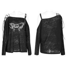 Material:?Polyester; Cotton 
Weight: 0.161KG 
Size: XS-2XL 
SKU:?OPT-846TCF Punk Rocker, Punk Rave, Shoulder Shirts, Butterfly Print, Custom Clothes, Rocker, Wardrobe Essentials, Black Shirt, Off Shoulder