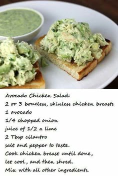 the recipe for avocado chicken salad on toasted bread