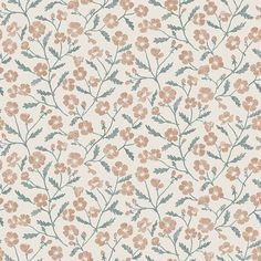 an orange and blue floral wallpaper pattern