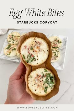 egg white bites with starbuck's copycat recipe in the middle and text overlay that reads egg white bites starbucks copycat