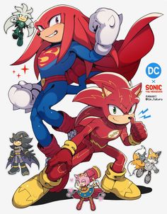 sonic the hedgehog and other cartoon characters