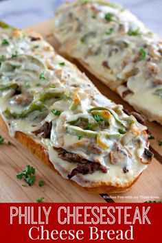 philly cheesesteak bread on a cutting board