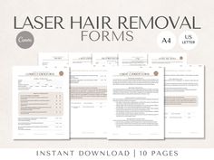 WHAT YOU GET ✔ A PDF with links to an editable and ready-made forms ✔ Instant Download ✔ Customer support before & after purchase WHAT'S INSIDE! > Consultation Form (2 page) > Client Consent Form (2 page) > FAQ  > Client Treatment Plan > Photo & Video Release Form > Cancelation Policy > Aftercare Advice SIZE: US Letter (8.5 × 11") CUSTOMIZE ✔ Font type ✔ Colors ✔ Sizes of text & elements ✔ Add & delete any text or elements ✔ Drag & drop your brand's images ✔ Brand it your way! DOWNLOAD INSTANTLY Cancelation Policy, Text Elements, Laser Removal, Consent Forms, Laser Hair, Laser Hair Removal, Ready Made, Hair Removal, Stationery Design