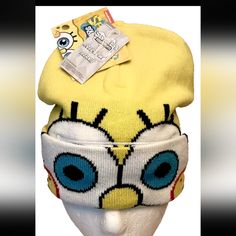 These Are New Old Stock (Nos) New. Licensed Item, With Original Tags, Sold In Specialty Stores In 2023. This Item Is Described In Full Below. Description On This Hat: This Is The Spongebob Winter Knit Hat And Fold Down Mask Hat (Area On The Face Is Mesh For You To Look Through) .The Flap Folds Down For A Different Look, Sizing- (Med To Xl , Stretches) Please Read: Seems To Have A Good Range Of Size If You Want To Wear, But We Sell It As A Display Collectible Only And No Returns). This Has Original Tags. Spongebob Knit Hat Box