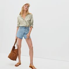 Women’s A-Line Denim Short | Everlane Modern Jeans For Everyday Summer Wear, Everyday Light Wash Cotton Jean Shorts, Light Wash Cotton Jean Shorts For Everyday, Spring High Waist Bottoms By Everlane, Spring Everyday Cutoff Jean Shorts, Chic Cotton Bottoms By Everlane, Chic Cotton Cutoff Denim Skirt, Chic Cutoff Cotton Denim Skirt, Chic Everlane Cotton Bottoms