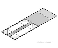 a drawing of an empty box with the lid open and one section missing from it