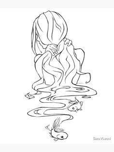 the little mermaid and her fish friend are swimming in the water coloring pages for kids