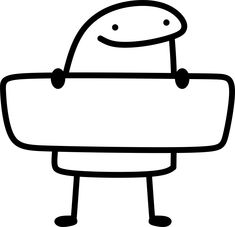 a black and white drawing of a cartoon character with arms crossed, looking at the viewer