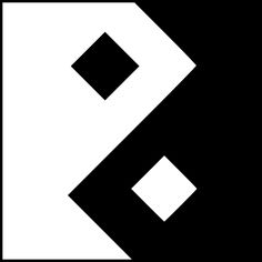 a black and white logo with the letter b in it's center, surrounded by smaller squares