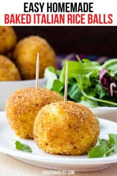 two crab cakes on a white plate with the title overlay saying, quenching lager crab puffs