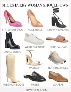 Capsule Footwear For Women, Basic Footwear For Women, Affordable Shoes For Women, Stylish Shoes For Women Casual, Elegant Shoes For Women, Must Have Shoes For Women Wardrobe, Shoes Every Woman Should Have, Shoes That Match With Everything, Shoe Essentials Women