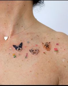 Colored Dog Tattoo, Dog Love Tattoo, Dog And Cat Tattoo Together, Pet Portrait Tattoos, Pet Tattoo Ideas, Pet Tattoos, 30 Tattoo, 3d Butterfly Tattoo, Portrait Tattoos