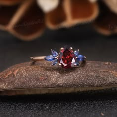 Vintage Garnet Engagement Ring Art Deco Wings Shaped Sapphire | Etsy Garnet And Topaz Ring, Sapphire Ruby Ring, Ruby Sapphire Engagement Ring, Garnet Gold Engagement Ring, Sapphire And Garnet Ring, Gemstone Wedding Rings Unique, Garnet And Alexandrite Ring, Red And Blue Engagement Ring, Ruby And Sapphire Rings