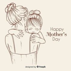 two women hugging each other with happy mother's day lettering on the back ground