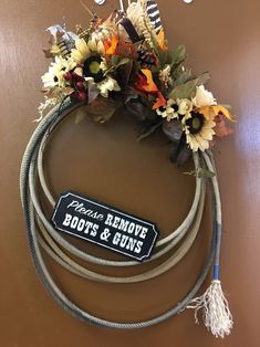 Wreath Everyday Cowboy Rope Wreath | Etsy Western Rope Wreath, Cowboy Bathroom, Rope Wreath, Foster Parent, Baby Room Diy, Manic Monday, Colored Rope, Silver Springs, Wreath Decor