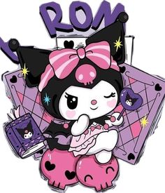 a cartoon character holding a baby doll in her arms with the word rom on it