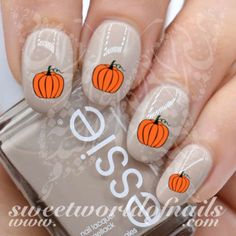 Autumn Nails Pumpkin Nail Water Decals | Etsy Autumn Nails Black, Autumn Nails Pumpkin, Nails Pumpkin, Spice Nails, Pumpkin Nail, Nail Art Halloween, Nail Water Decals, Thanksgiving Nail Art, Disney Silhouette