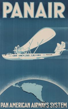 an advertisement for the american airways system featuring a plane flying over the earth in front of it