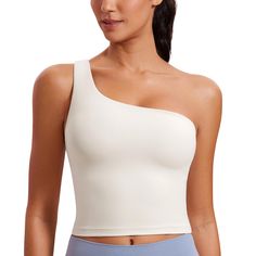 PRICES MAY VARY. Designed for yoga or lounge. Light support Butterluxe collection features extremely soft and ultra stretchy, engineered for luxurious comfort Built-in bra with removable pads for flexible movement Right side single shoulder design shows off the free-spirited attitude Wide strap for more support and less pressure Butterluxe collection features super soft and stretchy high-quality fabric. This one-shoulder yoga bra wraps you in buttery softness. Removable pads provide proper suppo Shoulder Yoga, One Shoulder Bra, Yoga Bra Tops, Bra Workout, Crz Yoga, Bra For Women, Bra Tank, Collection Design, Tank Top Bras