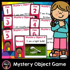 the mystery object game for kids with pictures on it and text that reads,'mystery object