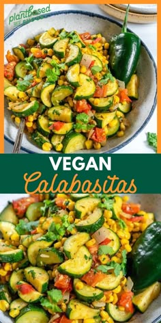 two pictures of vegetables in a bowl with the title vegan calabastas