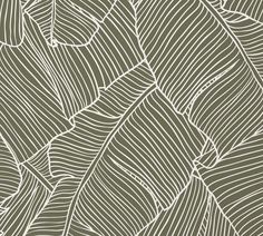 a brown and white wallpaper with large leaves on the top, in an abstract pattern