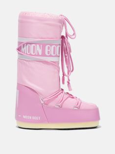 ICON PINK NYLON BOOTS | Moon Boot® Official Store Boots Moon, Moon Boot, Cold Weather Boots, Pink Boots, Pink Moon, Moon Boots, Iconic Women, Kids Boots, Winter Looks