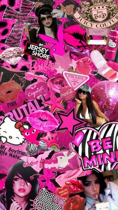 a collage of pink and black stickers with the words, i'm pretty store