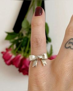 Silver Bow Ring, Coquette Rings, Body Necklace, Coquette Bows, Pinky Promise, A Gentle Reminder