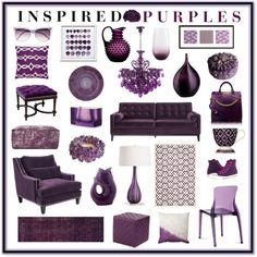 purple is the new black in this living room