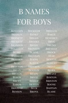 a poster with names for boys on it