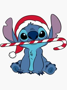 a cartoon character holding a candy cane