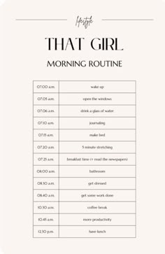 #thatgirl #thatgirlmorningroutine Clean Day Routine, Daily Routine 2024, 5 Am That Girl Morning Routine, It Girl Daily Routine, That Girl Evening Routine, Morning Routine Before 9-5, Productivity Aesthetic, Selfcare Skincare, Hot Girl Summer