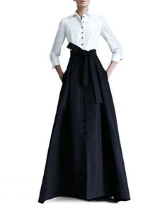 Carolina Herrera Taffeta Gown - Neiman Marcus Taffeta Blouse, Sukienki Maksi, Taffeta Gown, Rok Outfit, Moda Vintage, Mode Inspiration, Carolina Herrera, Black Skirt, Elegant Woman