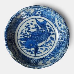 Lyan Arts - Bowl, Carp 150.00 Product Style Made In Japan Seto Porcelain, Meji Inban Meiji Period, Circa 1868 - 1912 Diameter 7.7"x Height 2.3" (19.7 cm x 6.0 cm) Art Bowls, Japanese Patterns, Carp