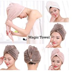 Easy To Use: This Towel Wrap Is Easier To Put On/Off And More Secure. No Falling Off, No Dripping. Save Your Time: Using The Hair Towel, You Can Do Other Things While Drying Your Hair. Protect Your Hair: Absorbs More Water With Microfiber Hair Drying Towel, Reduce Frizz & Breakage By A Hair Drier. Soft & Durable: Rapid Drying Hair Towel Are Ultra-Gentle, Simple To Put On, Twist & Loop It Into Place With A Button, Stays In Place. Towel Turban, Hair Acessories, Spa Towel, Hair Drying, Magic Hair, Spa Towels, Quick Dry Towel, Hair Towel, Shower Cap