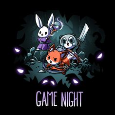 an image of game night with two rabbits and a fox